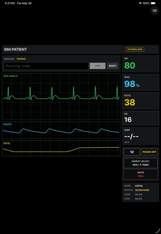 BoxVitals iPad standalone monitor simulation screen