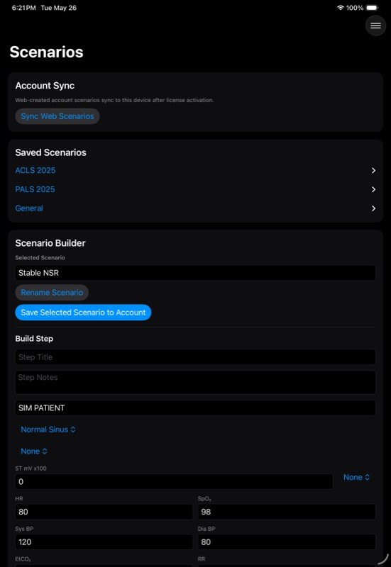 BoxVitals iPad scenario builder screen