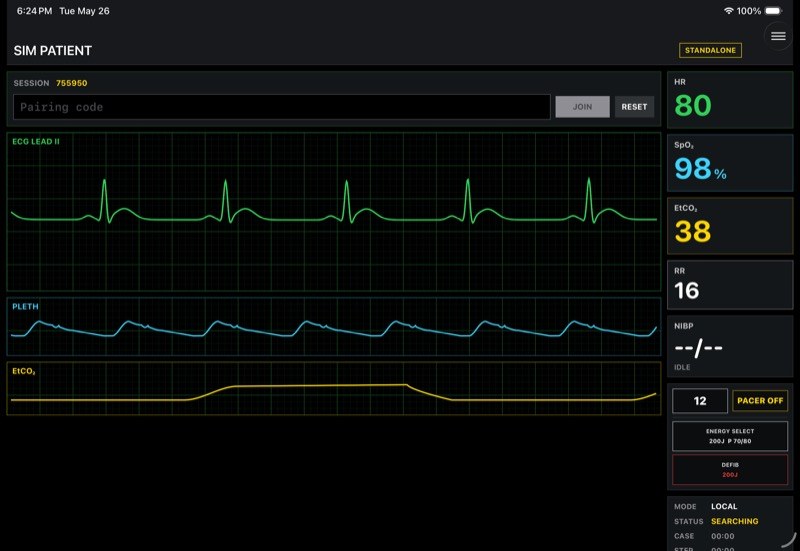 BoxVitals landscape monitor simulation screen